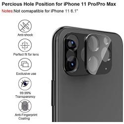 LOZA for iPhone 11 Pro 5.8"/11 Pro Max 6.5" Camera Lens Screen Protector, Metal Frame Bubble Free High Definition Anti-Scratch Screen Protector Camera Lens for New iPhone 11 Pro/11 Pro Max (Black)