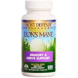 Host Defense, Lions Mane Capsules, Promotes Mental Clarity, Focus and Memory, Daily Mushroom Supplement, Vegan, Organic, 60 Capsules (30 Servings)