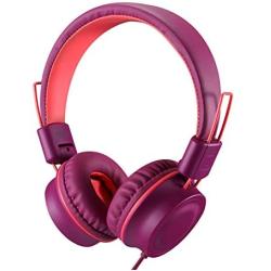 Kids Headphones-noot products K33 Foldable Stereo Tangle-Free 3.5mm Jack Wired Cord On-Ear Headset for Children/Teens/Boys/Girls/Smartphones/School/Kindle/Airplane Travel/Plane/Table(Plum)