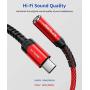 USB Type C to 3.5mm Female Headphone Jack Adapter, JSAUX USB C to Aux Audio Dongle Cable Cord Compatible with Pixel 4 3 2 XL, Samsung Galaxy S20 Ultra Z Flip S20+ Note 10 S10 S9 Plus, iPad Pro(Red)