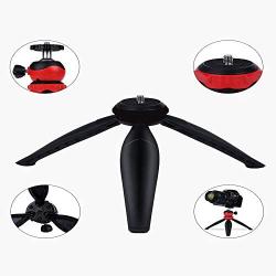 Coolux Mini Tripod Projector Mount with 360 Degrees Rotatable Heads for Projectors DSLR DVR Cameras Mini Webcam, Mount with Metal Ballhead for Camera … (Black with red)