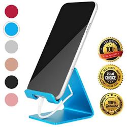 Desk Cell Phone Stand Holder Aluminum Phone Dock Cradle Compatible with Switch, All Android Smartphone, for iPhone 11 Pro Xs Xs Max Xr X 8 7 6 6s Plus 5 5s 5c Charging, Accessories Desk (Blue)