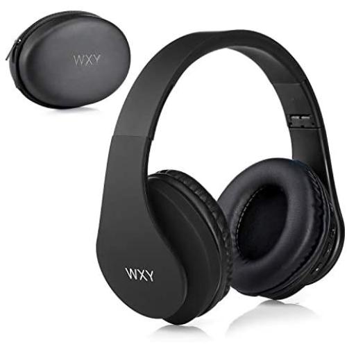 Over Ear Bluetooth Headphones, WXY Wireless Headset V5.0 with Built-in Mic, Micro TF, FM Radio, Soft Earmuffs & Lightweight for iPhone/Samsung/PC/TV/Travel(Black)