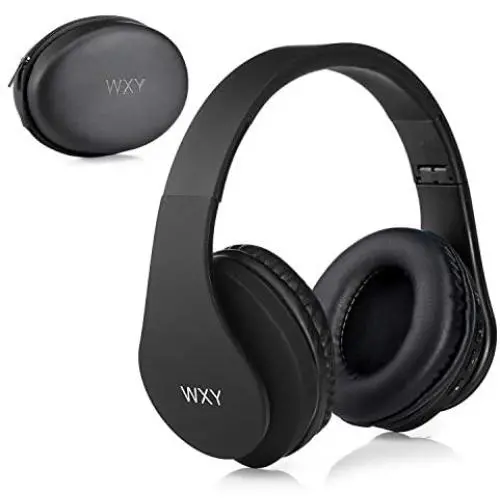 Over Ear Bluetooth Headphones, WXY Wireless Headset V5.0 with Built-in Mic, Micro TF, FM Radio, Soft Earmuffs & Lightweight for iPhone/Samsung/PC/TV/Travel(Black)