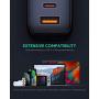 USB C Charger AUKEY Omnia 65W Fast Charger (Dual Port USB C PD 3.0 Plus USB A) with GaNFast Technology and Dynamic Detect PD Charger Wall Charger for iPhone 11 Pro Max, Google Pixel 3 XL, LG, Samsung