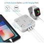 Power Strip with USB, TESSAN Mountable Flat Plug Extension Cord with 4 Widely Spaced Outlets, 3 USB Charger, 5 FT Power Cord, Compact Size Charging Station for Home, Office, Dorm Essentials, Gray