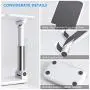 Cell Phone Stand for Desk， Phone Stand,Height Increasing Phone Cradle, Adjustable Phone Stand Desktop Phone Holder Cradle Dock Compatible with All Mobile Phones,Tablets (7-10&quot)(White)
