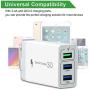 Wall Charger Fast Adapter,[ QC 3.0 + 2 USB ] Fast Wall Charger 3 Ports Tablet iPad Phone Fast Charger Adapter Quick Charge 3.0 Travel Plug Compatible Samsung, LG, HTC, iPhone More (1 Pack White)