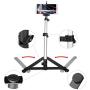 ChromLives Photo Copy Stand Pico Projector Stand with Phone Clamp Overhead Phone Mount Phone Stand Mini Tripod Adjustable Tabletop Monopod Stand Compatible with Smart-Phone
