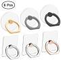 AIFUDA 6pcs Transparent Cell Phone Ring Holder, 360 Degree Rotation Finger Ring Grip Kickstand Compatible for Various Mobile Phones Smartphones, 3 Square & 3 Round Shape