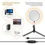 LED Ring Light with Tripod Stand 10" for Video and Lighted Makeup Mirror Cell Phone Holder Desktop LED Lamp with 3 Light Modes - Lighted Vanity Makeup Mirror; 5X Magnification (Plastic Mirror) LED Ring Light with Tripod Stand 10" for Video and Lighted Makeup Mirror Cell Phone Holder Desktop LED Lamp with 3 Light Modes - Lighted Vanity Makeup Mirror; 5X Magnification (Plastic Mirror)
