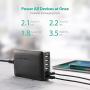 USB Charger RAVPower 60W 12A 6-Port Desktop USB Charging Station with iSmart Multiple Port, Compatible iPhone SE 11 Pro Max XS XR X iPad Pro Air Mini Galaxy S10 Note 10 Tablet and More (Black)