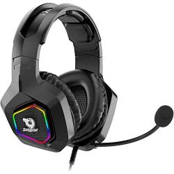 Soulion Tracer 30 PC Gaming Headset, Virtual 7.1 Stereo Surround Sound Headphones with Noise Cancelling Microphone, RGB Lights, USB Plug for Laptops Computers