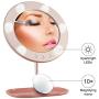 LangTouam LTM Vanity Mirror with Lights Bluetooth Lighted Makeup Mirror Touch Screen Wireless Audio Speaker Dimmable Light Detachable1X 10X Magnification Rechargable Power Mirror