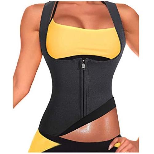 Rolewpy Women Sweat Neoprene Waist Trainer Hot Slimming Sauna Vest Tummy Control Body Shaper for Weight Loss