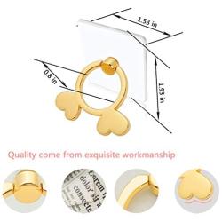 Transparent Cell Phone Ring Holder-(2 Pack) 360 Degree Rotation Gold Phone Ring Holder Clear Stand Finger Ring Kick-Stand Compatible Various Mobile Phones or Phone Cases