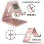 Cell Phone Stand, OMOTON [2 Pack] Phone Holder for Desk, Aluminum Mobile Phone Cradle Dock Compatible with All iPhone and Android Smartphone (Silver&Rose Gold)