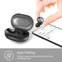 Upgraded, Bluetooth 5.0 Deep Bass True Wireless Earbuds Built-in Mic, Tranya T3 Sports Wireless Headphones, 6-8 Hours Continuous Playtime, 60 Hours Total Playtime with Charging Case, IPX5 Water Proof