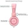 Kids Headphones - noot products K11 Foldable Stereo Tangle-Free 3.5mm Jack Wired Cord On-Ear Headset for Children/Teens/Girls/Smartphones/School/Kindle/Airplane/Plane/Tablet - Soft Pink