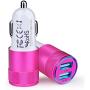 USB Car Charger Adapter, 3.4a Fast Charging Dual Port Cargador de Carro Lighter Adapter for iPhone SE 11Pro Max X XR XS Max 8 Plus 7s 6s, iPad, Samsung Galaxy A10 S10 Plus S10e S9 Note 8, LG, GPS Pink