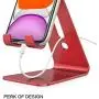 OMOTON Desktop Cell Phone Stand [Updated Solid Version], Advanced 4mm Thickness Aluminum Stand Holder for Switch, Mobile Phone, iPhone 11 Pro Xs Max Xr, Red