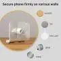 Wall Mount Phone Holder - Tryone Wall Phone Holder Mount with 2Pcs Adhesive Strip,Update Version Wall Phone Mount for Bathroom,Kitchen,Office and More,Compatible with All Phones and Mini Tablet