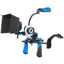 MARSRE DSLR Shoulder Rig Film Making Kit with Follow Focus, Matte Box, C-Shape Mounting Bracket and Top Handle for All DSLR Video Cameras and DV Camcorders