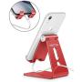 Adjustable Cell Phone Stand, OMOTON Desktop Cell Phone Stand Tablet Stand (Red)