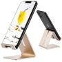 Cell Phone Desk Stand Holder - ToBeoneer Aluminum Desktop Solid Portable Universal Desk Stand for All Mobile Smart Phone Tablet Display Huawei iPhone 7 6 Plus 5 Ipad 2 3 4 Ipad Mini Samsung (Gold)