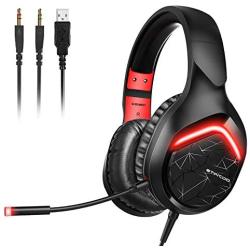 SOMIC GS301 Stereo Gaming Headset for Xbox one, PS4, PC, Phone 3.5mm Plug Over Head Earphone with Detachable Mic, LED Light, Soft Earmuffs, Volume Controller Gamer Headsets