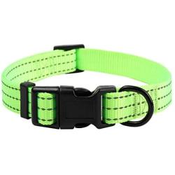 Mile High Life Dog Collar | Nylon with Reflective Three 3M Straps | Lime Green Hot Blue Pink Purple Red