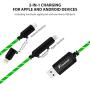 [Apple MFi Certified] Foxnovo Led iPhone Charger Cable, 2-in-1 Led Lightning Cable with 360° Flowing Light for iPhone 11/11 Pro/Max/XS/XR/X/8/8 Plus/7/7 Plus/6/6 Plus/5s/5s Plus/Android (Green), 3.3FT
