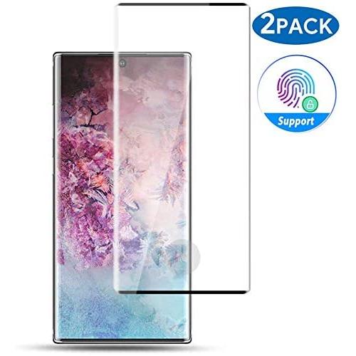 Galaxy Note 10 Screen Protector Tempered Glass, [2 Pack] [9H Hardness] [3D Curved Full Screen] [Support Fingerprint Sensor] Glass Screen Protector for Samsung Galaxy Note 10