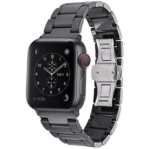 Aottom Compatible for Apple Watch Band 38mm Ceramic iWatch Series 4 40mm Band Ceramic Women Men Stainless Steel Butterfly Buckle Wristband Replacement Band for 38mm/40mm Apple Watch Series 4/3/2/1 Aottom Compatible for Apple Watch Band 38mm Ceramic iWatch Series 4 40mm Band Ceramic Women Men Stainless Steel Butterfly Buckle Wristband Replacement Band for 38mm/40mm Apple Watch Series 4/3/2/1