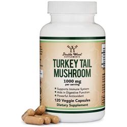 Turkey Tail Mushroom Supplement (120 Capsules - 2 Month Supply) (Coriolus Versicolor) Comprehensive Immune System Support, Organic, Non-GMO, Gluten Free, Made in The USA by Double Wood Supplements