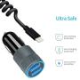 Fast Car Charger Adapter, Compatible with Apple iPhone 11/11 Pro/11 Pro Max/X/XS/XS MAX/XR/SE 2020/8 Plus/8/7 Plus/7/6s/6/iPad Air/Mini, 3.1A Dual USB Ports with Separate Coiled Charging Cable Cord