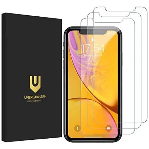 UNBREAKcable Screen Protector for iPhone XR iPhone 11 3-Pack 6.1&quot, 9H Premium Tempered Glass Screen Protector for iPhone XR iPhone 11 [Free Installation Frame, No Bubble, Anti-Scratch]