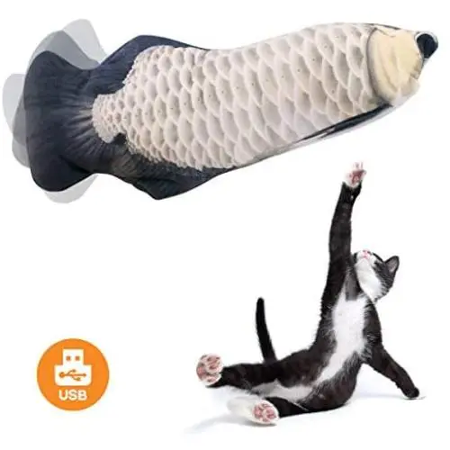 Beewarm Electric Flopping Cat Kicker Fish Toy, Realistic Flopping Fish, Wiggle Fish Catnip Toys, Motion Kitten Toy, Plush Interactive Cat Toys, Fun Toy for Cat Exercise