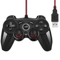 USB Wired PC Game Controller Dual Shock Joystick Gamepad for PC Windows(Windows XP/7/8/10) & Android Smartphone/Tablet/TV-BOX & PS3