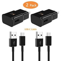 Adaptive Fast Wall Charger with USB C Cable Kit Compatible with Samsung Galaxy S9 S8 S10 S10e S8/9/10Plus Note 8/9 Active, LG G6 G5 V30 V20, Google Pixel 2 Nexus 5X 6p and More