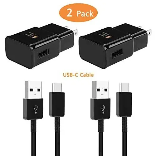 Adaptive Fast Wall Charger with USB C Cable Kit Compatible with Samsung Galaxy S9 S8 S10 S10e S8/9/10Plus Note 8/9 Active, LG G6 G5 V30 V20, Google Pixel 2 Nexus 5X 6p and More