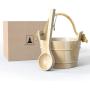 Northwood Sauna - Premium Wooden Sauna Bucket with Ladle and Plastic Inlay - Handmade with 100% Top Quality Pine Wood - Rope Handle for Ease of Use - 4 Liters (1 Gallon)