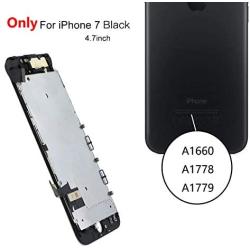 Screen Replacement for iPhone 7 Black 4.7in,Complete LCD Display for A1660, A1778, A1779 Full Frame Assembly with OEM Front Camera Proximity Sensor Earpiece Speaker Repair Tool