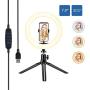 Cliusnra LED Selfie Ring Light: 7.9" Small Tripod Stand Phone Holder Kit YouTube Video iPhone Ipad Photography Photo Vlog Makeup Dimmable Warm/White/Natural O-Light Desk Floor Large USB Halo Lamp