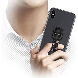 Cell Phone Grip,Universal Finger Strap Loop with Stand for Smart Phones,Support Wireless Charging & Magnetic Mount(Flower)
