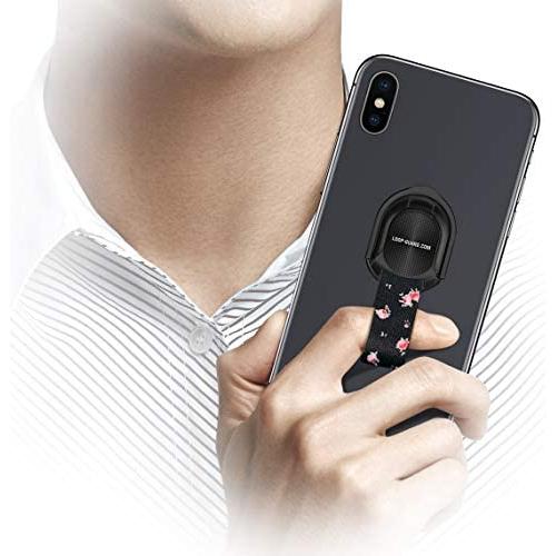 Cell Phone Grip,Universal Finger Strap Loop with Stand for Smart Phones,Support Wireless Charging & Magnetic Mount(Flower)