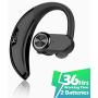 YUWISS Bluetooth Headset [36Hrs Playtime, 2 Batteries, V4.2] Wireless Bluetooth Earpiece for Cell Phone Noise Canceling Car Earbuds Headphones with Mic Compatible with iPhone Samsung Android (Black)