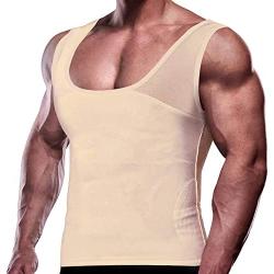 GKVK Mens Slimming Body Shaper Vest Chest Compression Shirt Abs Abdomen Slim Tank Top Undershirt