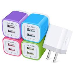 USB Wall Charger, Charger Adapter, Ailkin 5-Pack 2.1Amp Dual Port Quick Charge Plug Cube for iPhone 12/SE/11 Pro Max/8/7/6S/6S Plus/6 Plus/6, Samsung Galaxy, LG, HTC, Moto, Kindle Charging Box Block