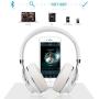 Bluetooth Headphones, Riwbox XBT-880 Wireless Bluetooth Headphones Over Ear with Microphone and Volume Control Wireless and Wired Foldable Headset for iPhone/iPad/PC/Cell Phones/TV (White&Blue)
